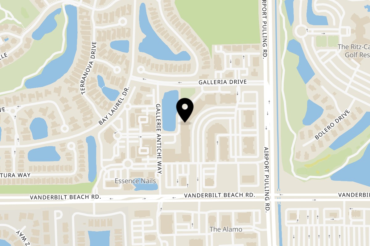 Map showing the location of Belly Bliss Natural Cafe on 2355 Vanderbilt Beach Rd Ste 156 in Naples